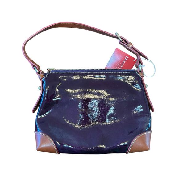 Dooney & Bourke Handbag Pouchette Purse Patent Leather Dark Plum Color PH49C NEW - Picture 4 of 14